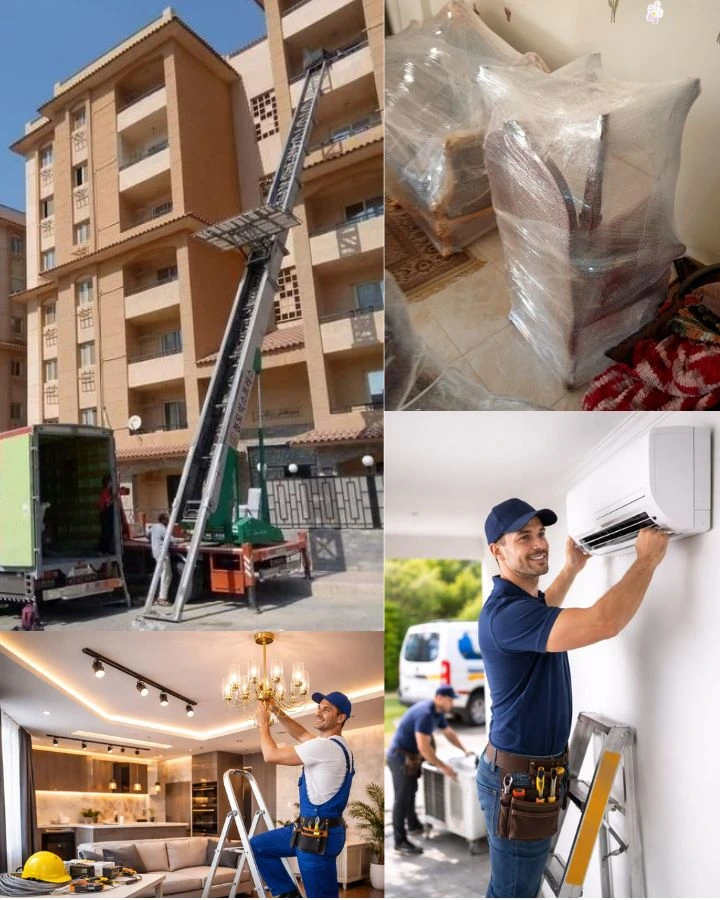 فريق المعتز أثناء تغليف ونقل الأثاث بعناية